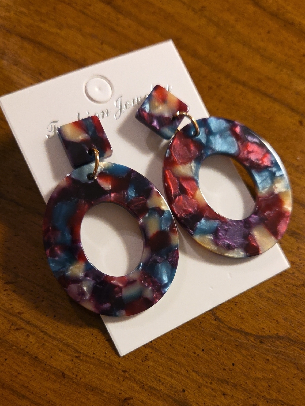 Abstract Colorful Hoop Earrings